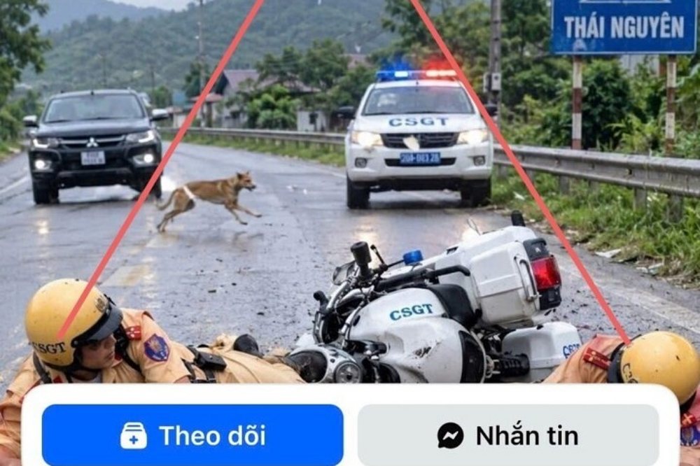 Hình ảnh 2 CSGT gặp tai nạn ở Thái Nguyên là sản phẩm của AI